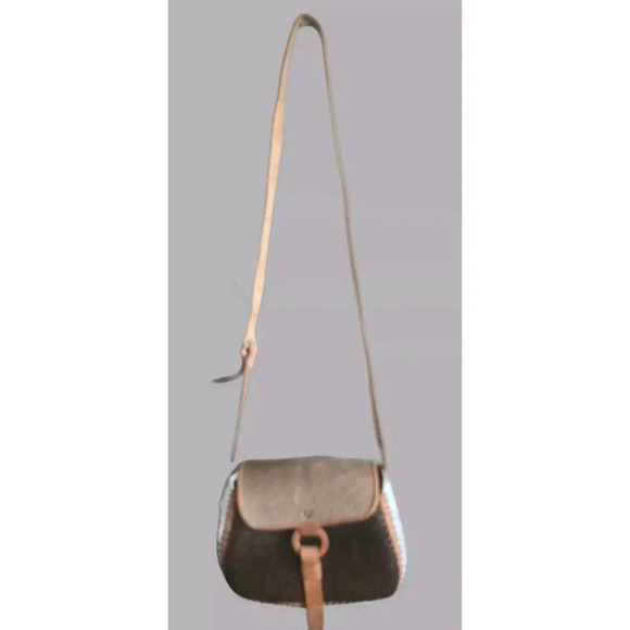 Mexican Crossbody Bag Women's Handmade Brown Cowhide Leather Whipstitch - Picture 2 of 13